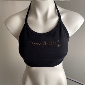 American Apparel black Crème Brûlée logo crop top with tie neck and back